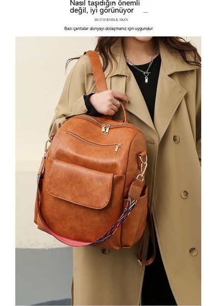 Büyük Kapasiteli Sırt Çantası Kadın Avrupa ve Amerikan Retro Rahat Backpack Bayan Sırt Çantası (Yurt Dışından) fiyatları