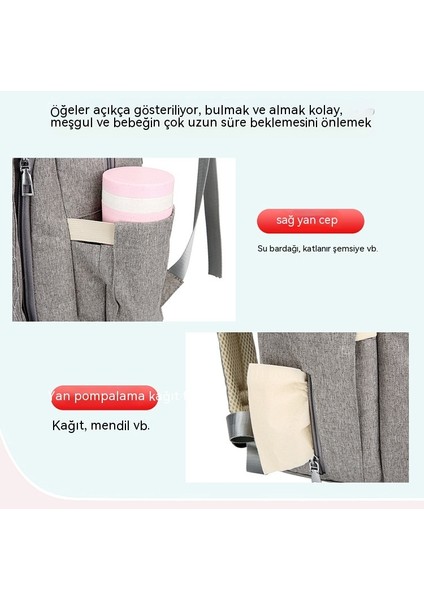 Anne Çantası 2023 Yeni Moda Taşınabilir Büyük Kapasiteli Sırt Çantası Anne ve Bebek Anne Dışarı Hafif Çok Fonksiyonlu Sırt Çantası (Yurt Dışından) modelleri