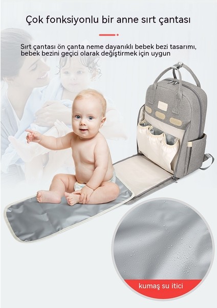 Anne Çantası 2023 Yeni Moda Taşınabilir Büyük Kapasiteli Sırt Çantası Anne ve Bebek Anne Dışarı Hafif Çok Fonksiyonlu Sırt Çantası (Yurt Dışından) fırsatları