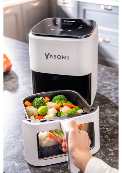Y35 Pro Beyaz Wifi'li 1350W 3,5 Litre Camlı Airfryer Fritöz ( Türkiye Garantili)