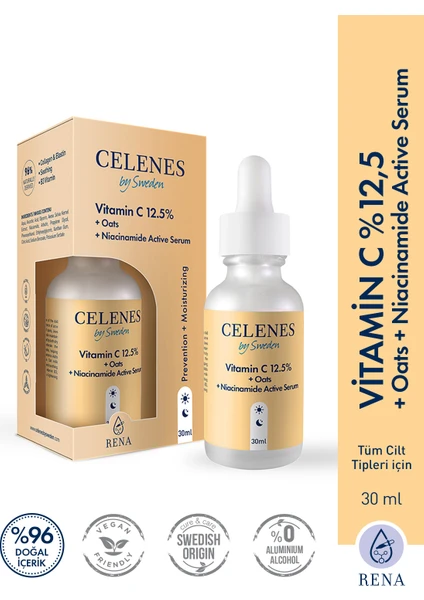 Celenes Vitamin C 12.5% + Oats + Niacinamide Active Yüz Serum