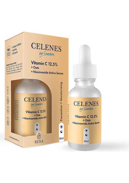 Celenes Vitamin C 12.5% + Oats + Niacinamide Active Yüz Serum