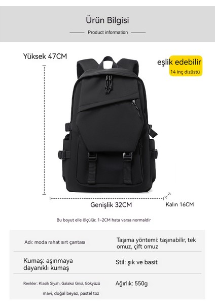 Basit, Modaya Uygun ve Şık, Büyük Kapasiteli Sırt Çantası (Yurt Dışından) indirimleri