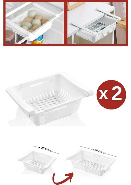 Dolap İçi Ayarlanabilir Askılı Raf Buzdolabı Akordiyon Süzgeçli Saklama Organizer 2 Adet