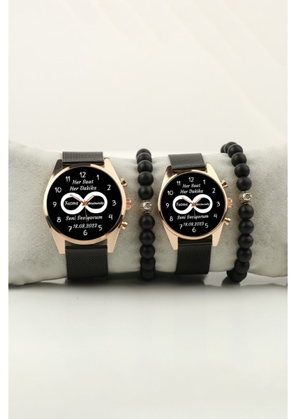 Sonsuzluk Seni Seviyorum Kol Saati Isim ve Tarih Yazılabilir Sevgiliye Bileklik Hediye