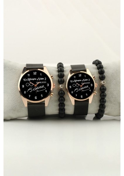 Sevgili Isimler Atatürk Imza Çift Kol Saati Isim ve Tarih Yazılabilir Bileklik Hediye