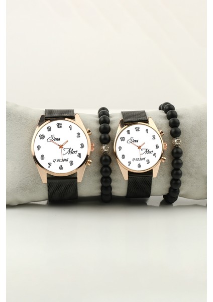 Sevgili Çift Kol Saati Isim ve Tarih Yazılabilir Sevgiliye Bileklik Hediye