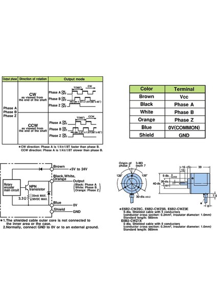 E6B2-CWZ6C 1000 Pals Optik Rotary Enkoder DC 5V/24V Döner Encoder A B Z 3 Fazlı Motor