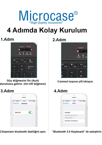 Tablet ve Telefonlar Için Türkçe Q Bluetooth Klavye ve Mouse Set - AL3476