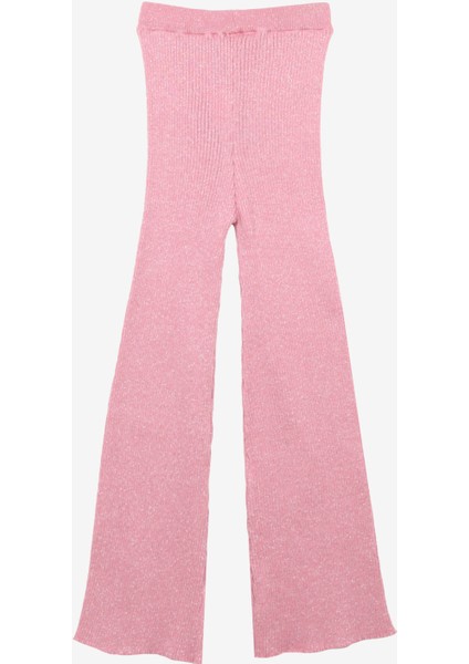 Pembe Kız Çocuk Ispanyol Paça Lastikli Regular Fit Simli Pantolon BRB3WG-PNT2