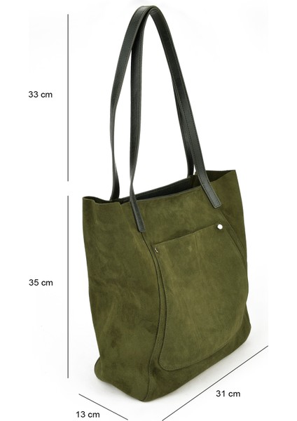 Hakiki Deri Kadın Omuz Shopper Çanta 133979Z5001 Haki