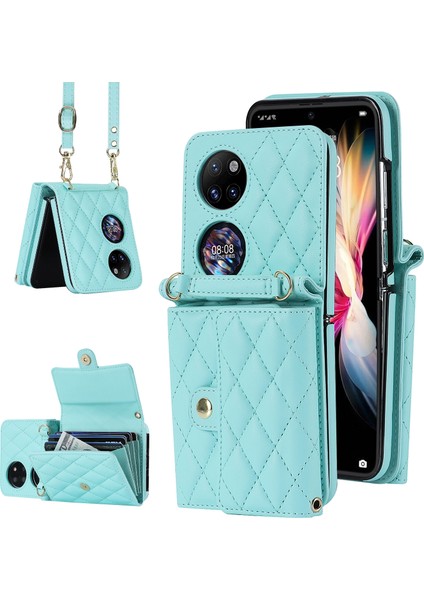 Huawei P50 Pocket Için Crossbody Kart Çantası Pu Kılıf (Yurt Dışından)