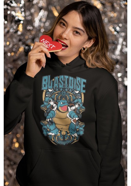 Blastoise Pokemon Baskılı Kapüşonlu Sweatshirt, Unisex Oversize Pokemon Baskılı Hoodie fiyatları