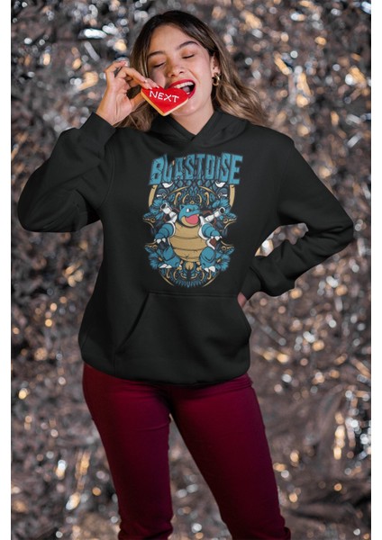 Blastoise Pokemon Baskılı Kapüşonlu Sweatshirt, Unisex Oversize Pokemon Baskılı Hoodie modelleri