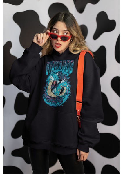 Gyarados Pokemon Baskılı Kapüşonlu Sweatshirt, Unisex Oversize Pokemon Baskılı Hoodie fiyatları