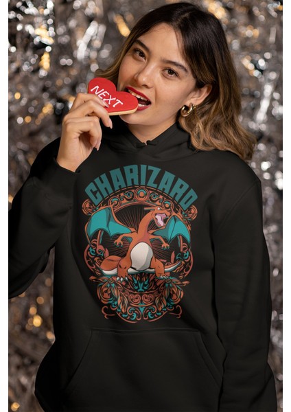 Charizard Pokemon Baskılı Kapüşonlu Sweatshirt, Unisex Oversize Pokemon Baskılı Hoodie modelleri