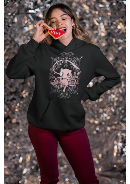 Mewtwo Pokemon Baskılı Kapüşonlu Sweatshirt, Unisex Oversize Pokemon Baskılı Hoodie