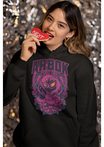 Arbok Pokemon Baskılı Kapüşonlu Sweatshirt, Unisex Oversize Pokemon Baskılı Hoodie