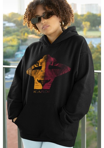 Mauro Icardi Baskılı Kapüşonlu Sweatshirt, Unisex Oversize Galatasaray Baskılı Hoodie