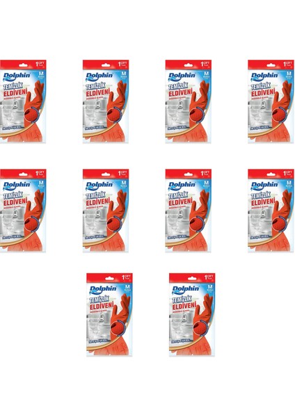 Lateks Bulaşık Temizlik Eldiveni - Kırmızı - Orta Boy ( Medium ) - 8-8,5 - 10 Paket