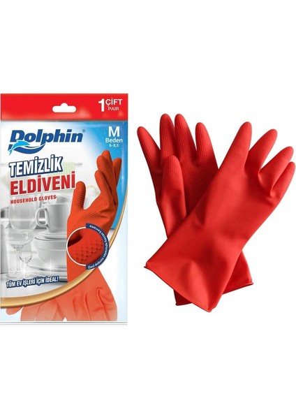 Lateks Bulaşık Temizlik Eldiveni - Kırmızı - Orta Boy ( Medium ) - 8-8,5 - 10 Paket fiyatları