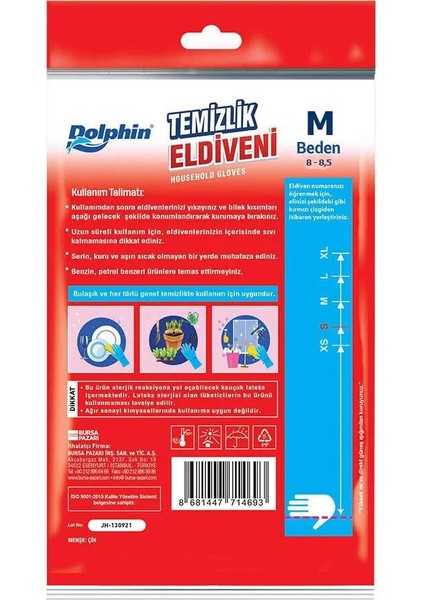 Lateks Bulaşık Temizlik Eldiveni - Kırmızı - Orta Boy ( Medium ) - 8-8,5 - 10 Paket fırsatları