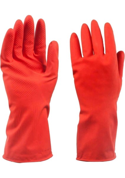 Lateks Bulaşık Temizlik Eldiveni - Kırmızı - Orta Boy ( Medium ) - 8-8,5 - 10 Paket indirimleri