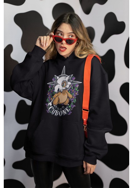 Cubone Pokemon Baskılı Kapüşonlu Sweatshirt, Unisex Oversize Pokemon Baskılı Hoodie fiyatları