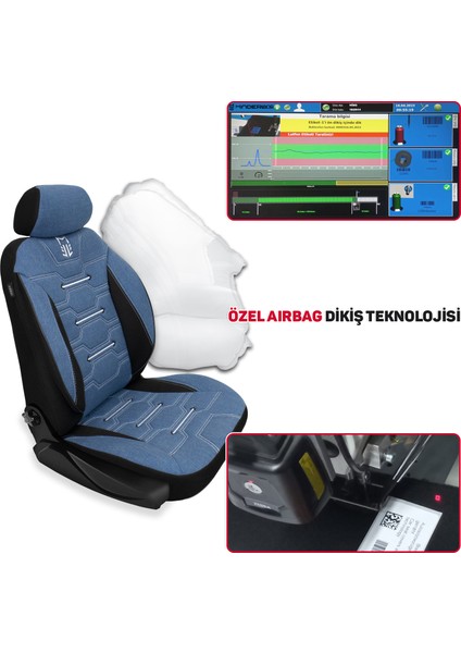 Fa Serisi - Tofaş Doğan ile Uyumlu Koltuk Kılıfı, Keten / Mavi Melanj fırsatları