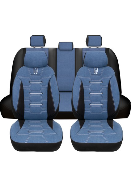 Fa Serisi - Isuzu D-Max ile Uyumlu Koltuk Kılıfı, Keten / Mavi Melanj