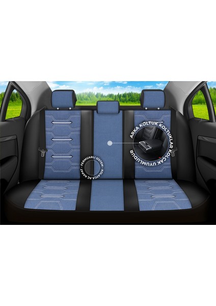 Fa Serisi - Isuzu D-Max ile Uyumlu Koltuk Kılıfı, Keten / Mavi Melanj fiyatları