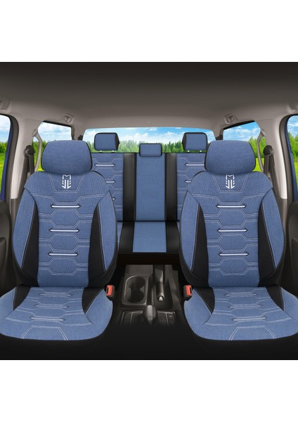 Fa Serisi - Isuzu D-Max ile Uyumlu Koltuk Kılıfı, Keten / Mavi Melanj modelleri