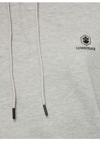 Gri Melanj Erkek Kapüşonlu Sweatshirt A10139842208010_3W M-SN73 Basıc Hoo