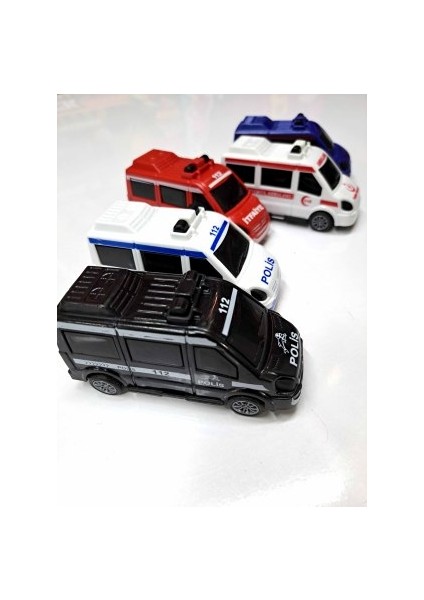 Araç Set 5li Çek Bırak 112 Acil Minibüs Set Ambulans Itfaiye Polis Jandarma Emniyet 11X5,5 Her Araç