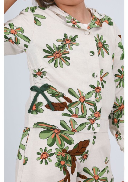 8-14 Yaş Bellis Kız Çocuk Çiçekli Keten Ceket-Krem indirimleri