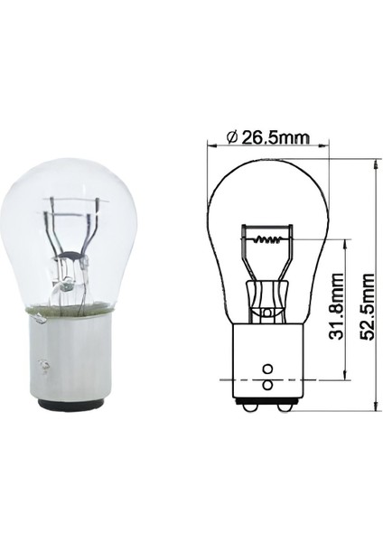 12V 1016 Ampul 21/5W SL3117 Şaşı Tırnak Çift Duy Stop Sinyal Ampul (10 Lu)