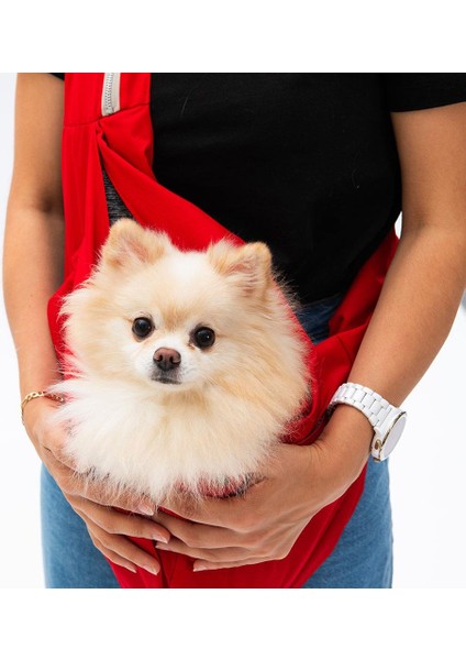 Kırmızı Crossbody Küçük Irk Köpek Çapraz Taşıma Çantası