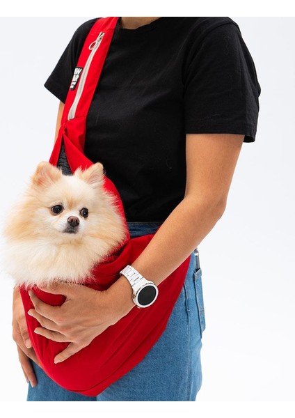 Kırmızı Crossbody Küçük Irk Köpek Çapraz Taşıma Çantası