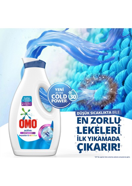 Sıvı Cold Power Beyazlar ve Renkliler 1690 ml + Omo Sıvı Active Fresh Cold Power Renkliler 1690 ml