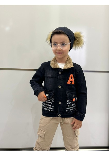 Minigimin Cicicleri A Aplıke Detaylı Içi Kürklü Mont (Dar Kalıp) - Siyah