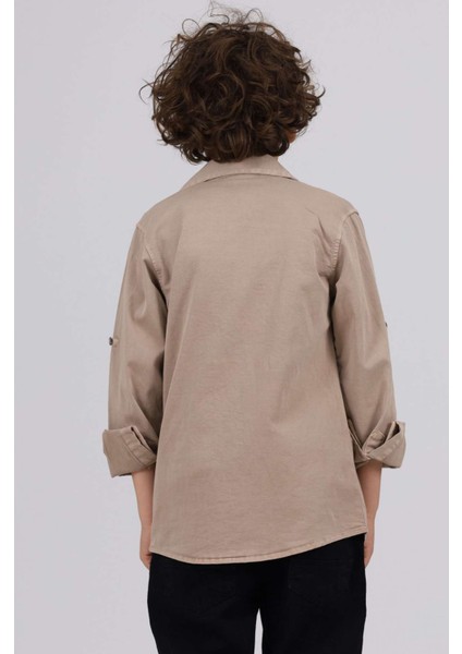 Jean Style Gömlek Tşört Takım - Kahve Köpüğü Rengi