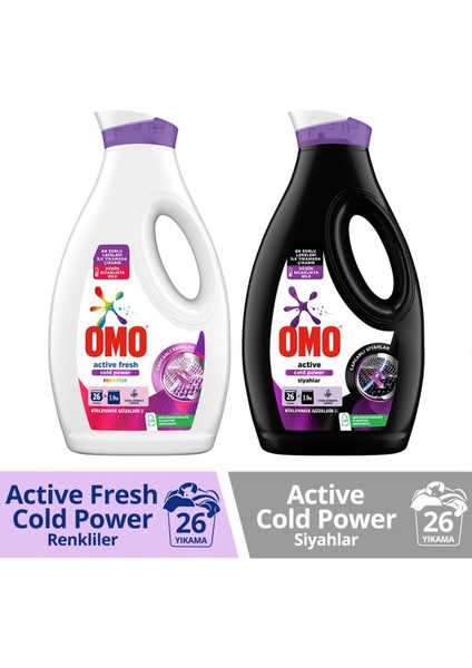 Sıvı Deterjan Active Fresh Cold Power Renkliler 1690 ml + Omo Sıvı Active Cold Power Siyahlar 1690 ml