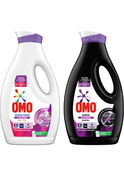 Sıvı Deterjan Active Fresh Cold Power Renkliler 1690 ml + Omo Sıvı Active Cold Power Siyahlar 1690 ml