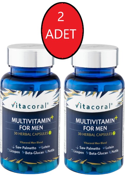 Multivitamin For Men - Vitaminler Mineraller Içeren Besin Takviyesi 30'lu Bitkisel Kapsül-2 Adet
