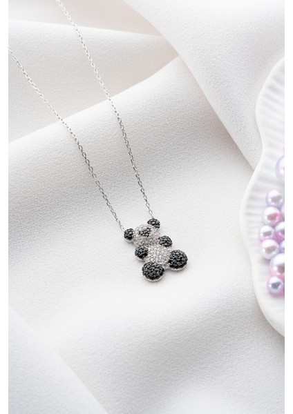 925 Ayar Gümüş Rodyum Kaplama Zirkon Taşlı Panda Kolye fırsatları