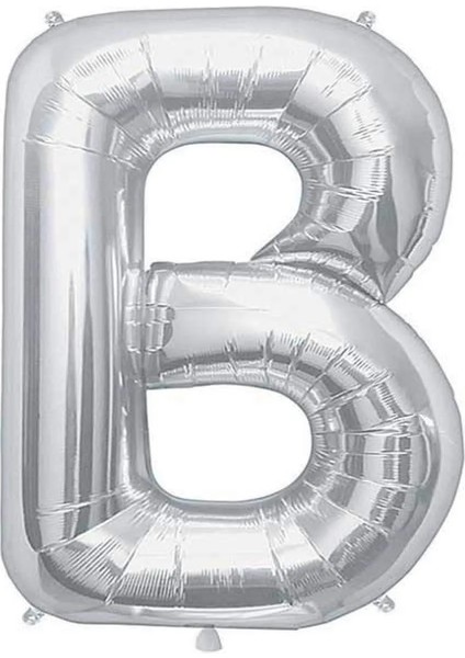 Folyo B Harfi Balon 100 cm Gümüş Gri Büyük Boy 40INC Folyo Balon