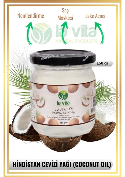 Kozmetik Organik Hindistan Cevizi Yağı 150 gr (Soğuk Sıkım)