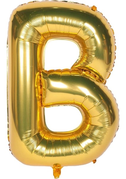Folyo B Harfi Balon 100 cm Gold Altın Büyük Boy 40INC Folyo Balon