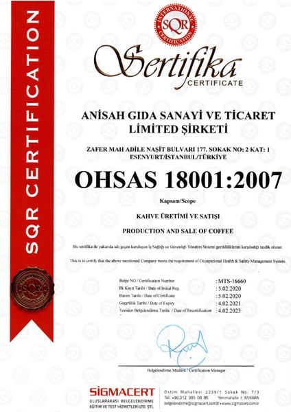 Anisah Coffee Romeo Espresso Çekirdek 250 gr