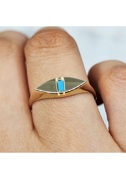 Gümüş Yüzük - Gümüş Mekik Tasarım Firuze Taşlı Modern Tarz Minimal Gündelik 925 Ayar Gümüş Yüzük fırsatları